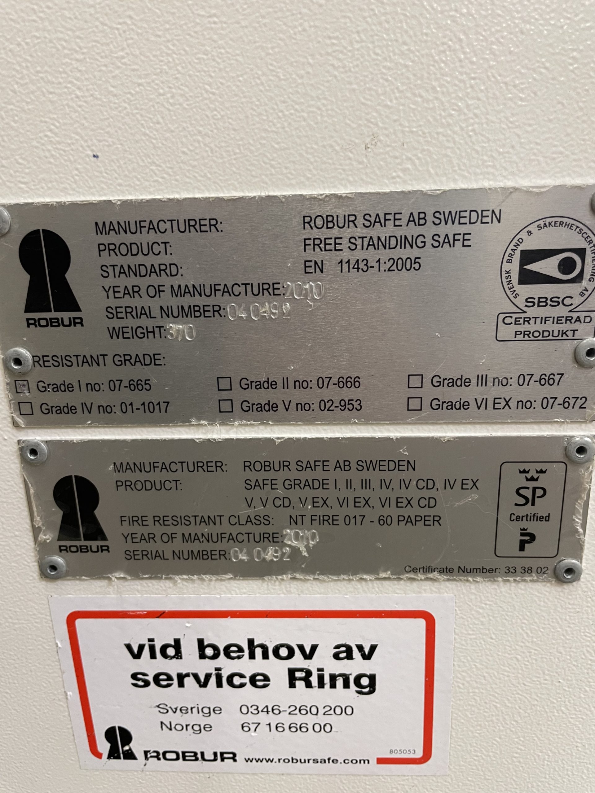 Robur med stöldklass Grade 1 och med 60 minuters brandklass, godkänd kontantskydd 80.000 kr - Bild 2