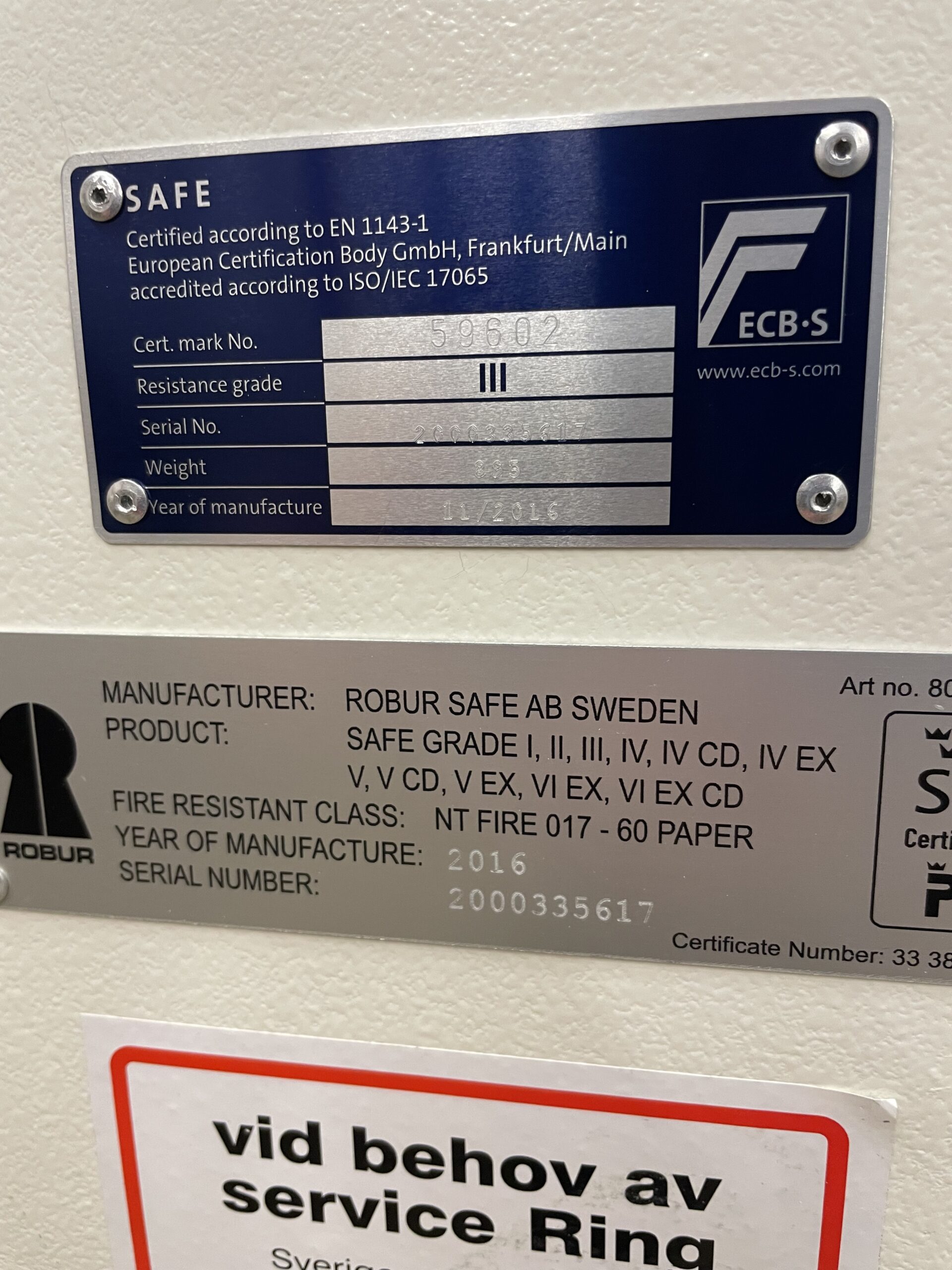 Robur Grade 3 med kodlås och brandklassning. Godkänd kontantskydd 210.000 kr eller 40 st vapenpoäng - Bild 3